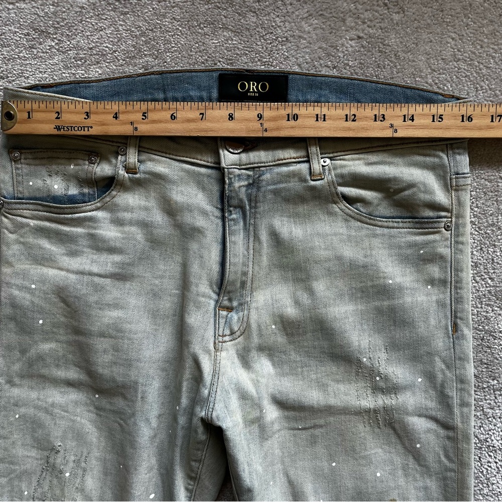 ORO LOS ANGELES PAINT SPLATTER DISTRESSED KNEE JEANS MENS SIZE - Picture 6 of 10